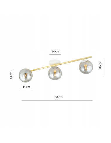 Plafon sufitowy SPLENDI z grafitowymi kloszami i złotym akcentem - nowoczesne oświetlenie do biura i mieszkań