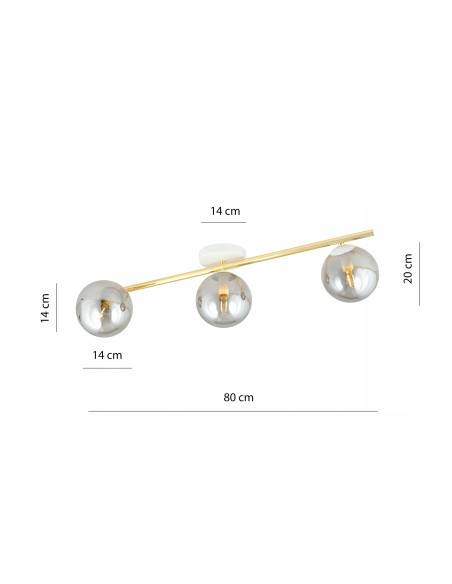 Plafon sufitowy SPLENDI z grafitowymi kloszami i złotym akcentem - nowoczesne oświetlenie do biura i mieszkań