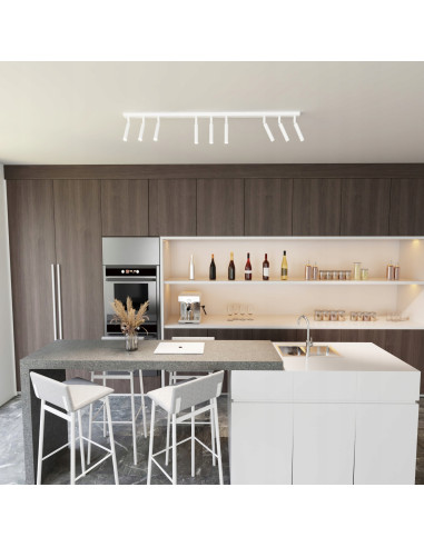 Listwa LED IVI 9-lampowa, biała, z regulacją kąta, nowoczesny design do salonu i biura