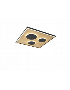 Lampa sufitowa DIJON LED w stylu drewnopodobnym, kwadratowa, ściemniacz, 40/60 cm - idealna do sypialni i salonu