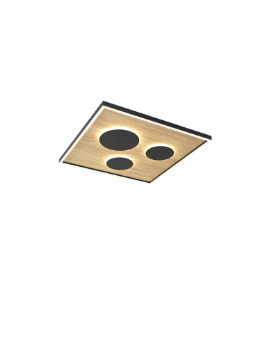 Lampa sufitowa DIJON LED w stylu drewnopodobnym, kwadratowa, ściemniacz, 40/60 cm - idealna do sypialni i salonu