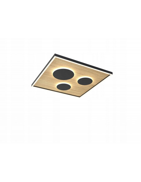 Lampa sufitowa DIJON LED w stylu drewnopodobnym, kwadratowa, ściemniacz, 40/60 cm - idealna do sypialni i salonu