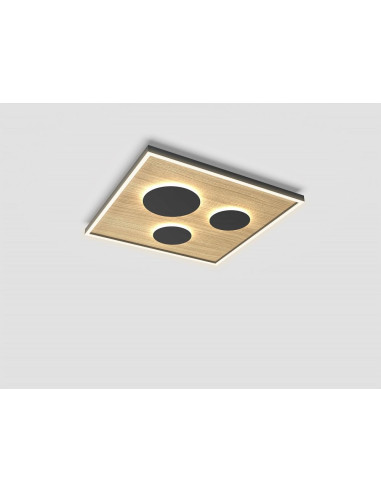 Lampa sufitowa DIJON LED w stylu drewnopodobnym, kwadratowa, ściemniacz, 40/60 cm - idealna do sypialni i salonu