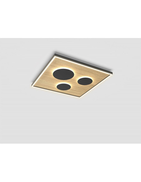 Lampa sufitowa DIJON LED w stylu drewnopodobnym, kwadratowa, ściemniacz, 40/60 cm - idealna do sypialni i salonu