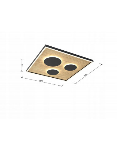 Lampa sufitowa DIJON LED w stylu drewnopodobnym, kwadratowa, ściemniacz, 40/60 cm - idealna do sypialni i salonu