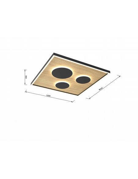 Lampa sufitowa DIJON LED w stylu drewnopodobnym, kwadratowa, ściemniacz, 40/60 cm - idealna do sypialni i salonu