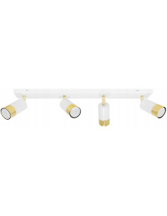 Lampa ścienna HUGO 4 w białym i złotym wykończeniu, regulowane reflektory do nowoczesnych wnętrz i klatek schodowych