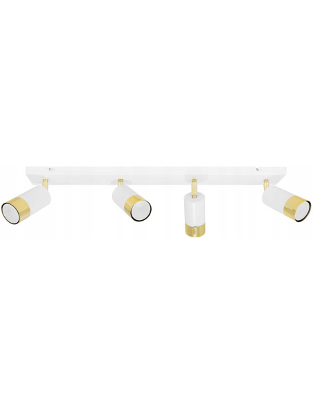 Lampa ścienna HUGO 4 w białym i złotym wykończeniu, regulowane reflektory do nowoczesnych wnętrz i klatek schodowych