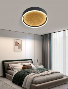 Plafon LED BORDEAUX w czarnym macie i złocie, ściemniany, nowoczesne oświetlenie do wnętrz, 40cm