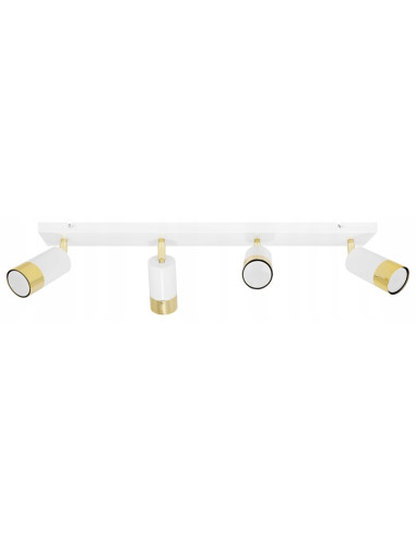 Lampa ścienna HUGO 4 w białym i złotym wykończeniu, regulowane reflektory do nowoczesnych wnętrz i klatek schodowych