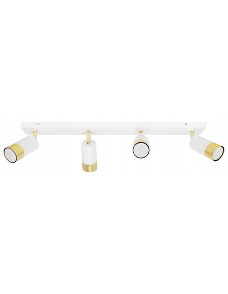 Lampa ścienna HUGO 4 w białym i złotym wykończeniu, regulowane reflektory do nowoczesnych wnętrz i klatek schodowych