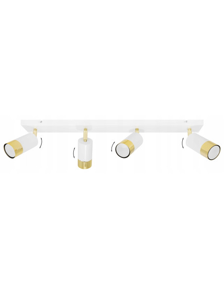 Lampa ścienna HUGO 4 w białym i złotym wykończeniu, regulowane reflektory do nowoczesnych wnętrz i klatek schodowych