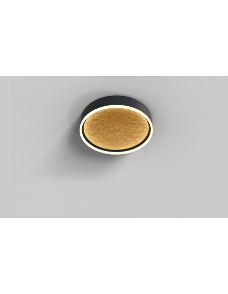 Plafon LED BORDEAUX w czarnym macie i złocie, ściemniany, nowoczesne oświetlenie do wnętrz, 40cm