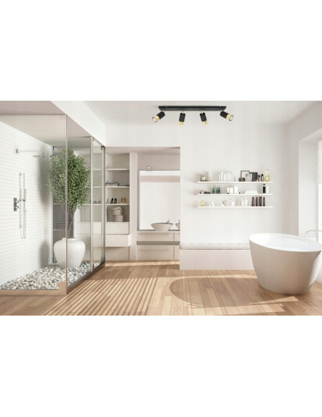 Luksusowa listwa LED w stylu glamour z 4 reflektorami czarno-złotymi do nowoczesnych wnętrz