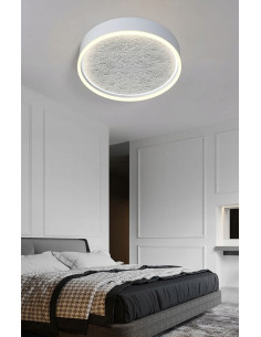 Lampa sufitowa LED BORDEAUX w srebrnym kolorze – nowoczesne oświetlenie do salonu i biura, okrągła, 37W