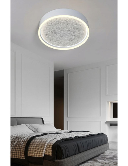 Lampa sufitowa LED BORDEAUX w srebrnym kolorze – nowoczesne oświetlenie do salonu i biura, okrągła, 37W