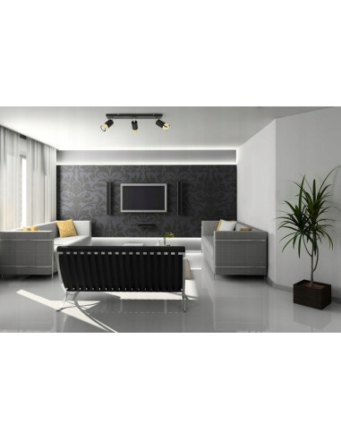 Kinkiet sufitowy HUGO w czerni i złocie - nowoczesne oświetlenie do kuchni i jadalni z trzema punktami świetlnymi