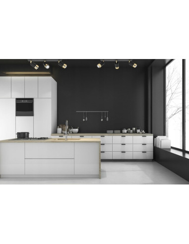 Kinkiet sufitowy HUGO w czerni i złocie - nowoczesne oświetlenie do kuchni i jadalni z trzema punktami świetlnymi