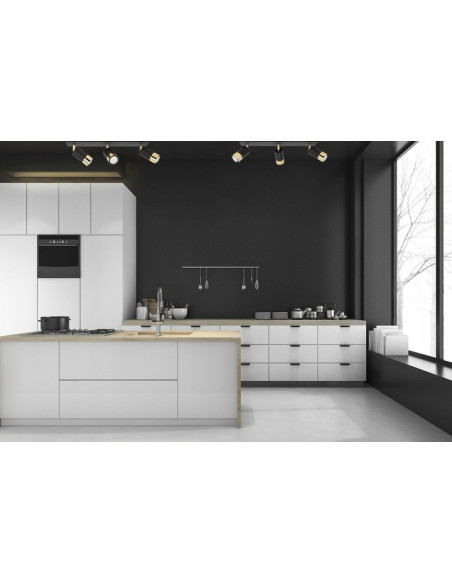 Kinkiet sufitowy HUGO w czerni i złocie - nowoczesne oświetlenie do kuchni i jadalni z trzema punktami świetlnymi