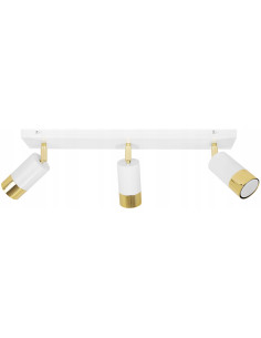 Plafon HUGO z 3 reflektorami, biało-złoty, nowoczesny, metalowy, regulowane oświetlenie do wnętrz