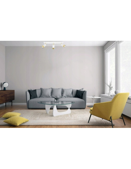 Plafon HUGO z 3 reflektorami, biało-złoty, nowoczesny, metalowy, regulowane oświetlenie do wnętrz