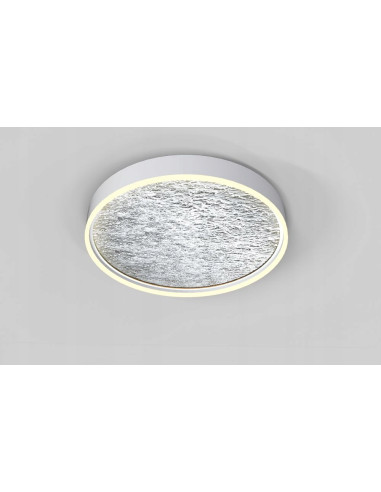 Luksusowy plafon LED BORDEAUX, srebrny, okrągły z ściemniaczem – idealny do nowoczesnych aranżacji wnętrz.