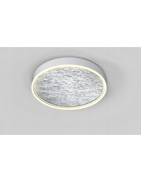 Luksusowy plafon LED BORDEAUX, srebrny, okrągły z ściemniaczem – idealny do nowoczesnych aranżacji wnętrz.