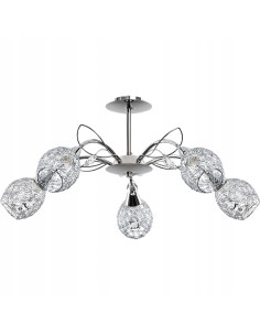 Chromowany żyrandol MARLENA z kryształami – luksusowe oświetlenie do salonu, 70 cm, elegancja i styl w każdym wnętrzu.