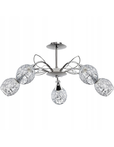 Chromowany żyrandol MARLENA z kryształami – luksusowe oświetlenie do salonu, 70 cm, elegancja i styl w każdym wnętrzu.