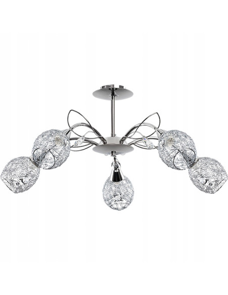 Chromowany żyrandol MARLENA z kryształami – luksusowe oświetlenie do salonu, 70 cm, elegancja i styl w każdym wnętrzu.