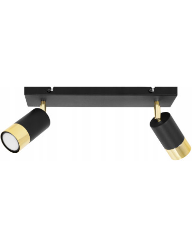Plafon HUGO - Eleganckie oświetlenie z dwoma reflektorami w czerni i złocie do nowoczesnych wnętrz