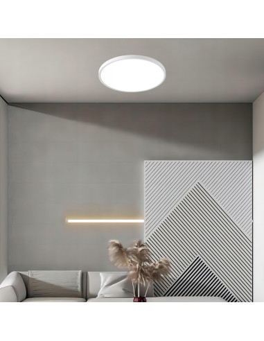 Nowoczesny plafon LED California 60 cm z regulacją barwy światła, niski profil, elegancki design do wnętrz