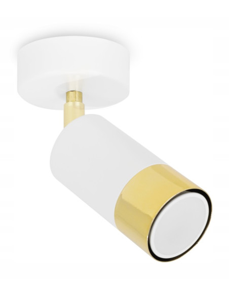 Kinkiet HUGO w białym i złotym - nowoczesne i eleganckie oświetlenie do sypialni z regulacją kierunku światła