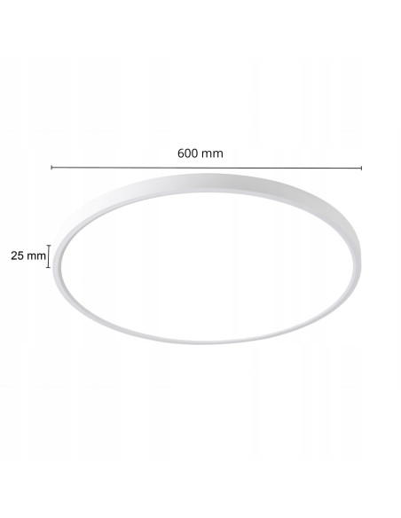 Nowoczesny plafon LED California 60 cm z regulacją barwy światła, niski profil, elegancki design do wnętrz