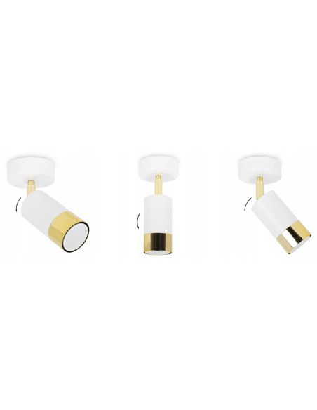 Kinkiet HUGO w białym i złotym - nowoczesne i eleganckie oświetlenie do sypialni z regulacją kierunku światła