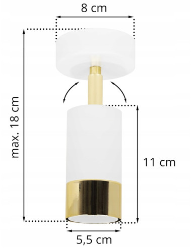 Kinkiet HUGO w białym i złotym - nowoczesne i eleganckie oświetlenie do sypialni z regulacją kierunku światła