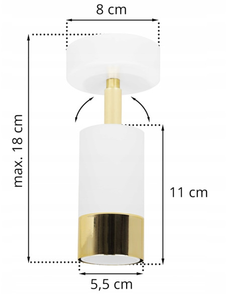 Kinkiet HUGO w białym i złotym - nowoczesne i eleganckie oświetlenie do sypialni z regulacją kierunku światła