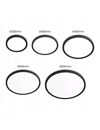 Plafon LED MAQ 60 cm 50W z regulacją barwy światła - nowoczesne oświetlenie do korytarzy i klatek schodowych, czarny