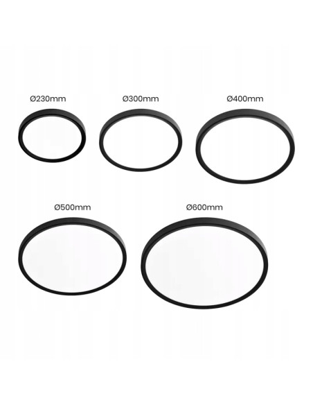 Plafon LED MAQ 60 cm 50W z regulacją barwy światła - nowoczesne oświetlenie do korytarzy i klatek schodowych, czarny