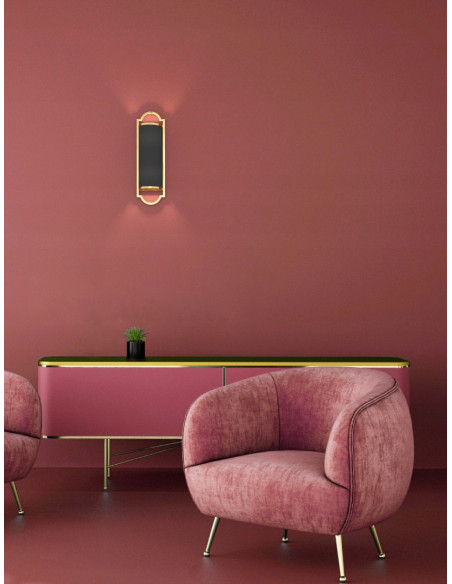 Kinkiet Hampton Libero Parette w kolorze złotym i czarnym - eleganckie oświetlenie do salonu i sypialni, 2xE14