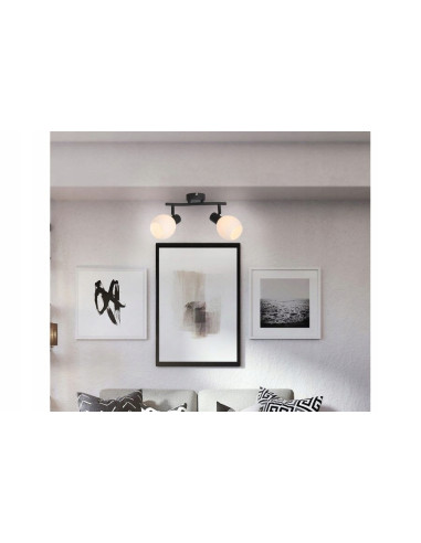 Podwójny kinkiet Cortez z regulowanymi kloszami czarno-białymi do lustra i korytarza, stylowy i nowoczesny.