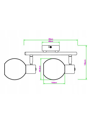 Podwójny kinkiet Cortez z regulowanymi kloszami czarno-białymi do lustra i korytarza, stylowy i nowoczesny.