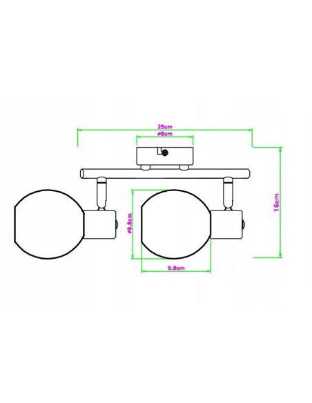 Podwójny kinkiet Cortez z regulowanymi kloszami czarno-białymi do lustra i korytarza, stylowy i nowoczesny.