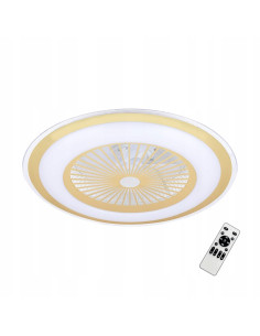 Nowoczesny wentylator sufitowy LED ZEPHYR, złoty, z pilotem, 48W - elegancka lampa do salonu i biura