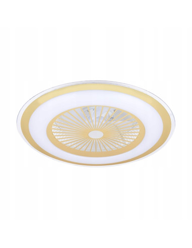 Nowoczesny wentylator sufitowy LED ZEPHYR, złoty, z pilotem, 48W - elegancka lampa do salonu i biura