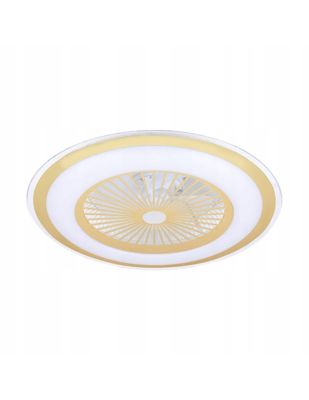 Nowoczesny wentylator sufitowy LED ZEPHYR, złoty, z pilotem, 48W - elegancka lampa do salonu i biura