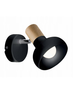 Kinkiet Arezzo - czarne oświetlenie z drewnianym akcentem, idealne do sypialni i nowoczesnych wnętrz.