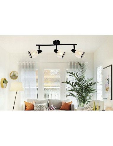 Plafon wiszący MEGAN w czerni, eleganckie oświetlenie do salonu i jadalni, 3-punktowe E14, styl nowoczesny i klasyczny