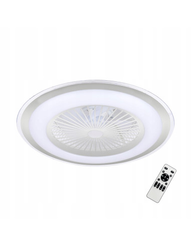 Lampa sufitowa z wentylatorem LED ZEPHYR SILVER 48W z pilotem – nowoczesne oświetlenie do salonu i sypialni