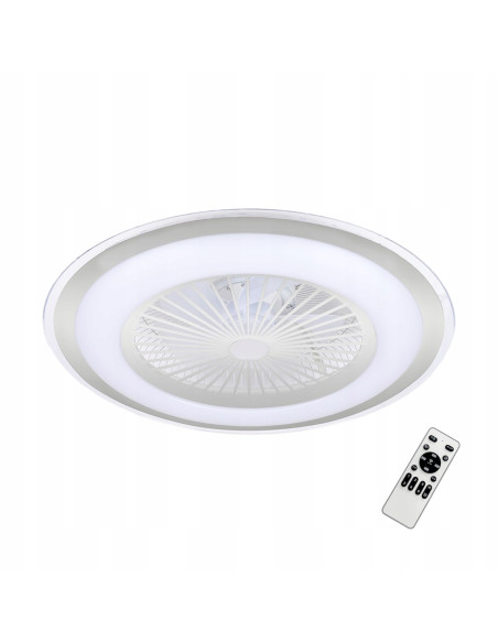 Lampa sufitowa z wentylatorem LED ZEPHYR SILVER 48W z pilotem – nowoczesne oświetlenie do salonu i sypialni